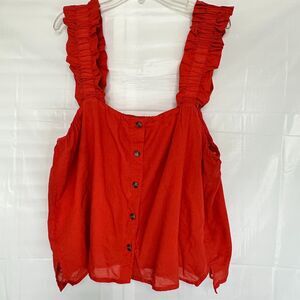 Treasure & Bond Cottagecore Orange Crop Tank Top Size XL Boho Western Coquette